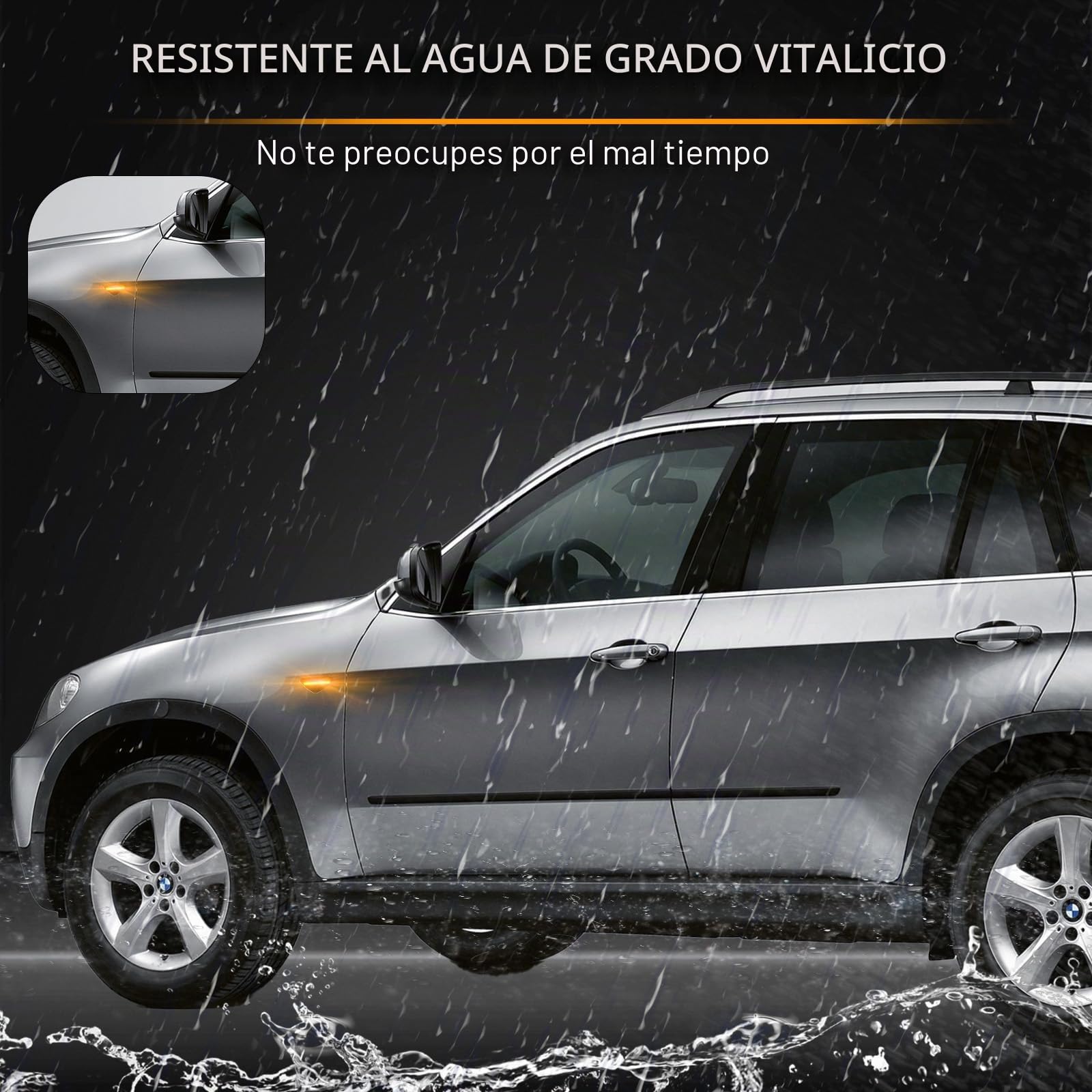 Intermitente Lateral LED para BMW E70 X5 E71 X6 F25 X3, luz LED intermitente con bus Canbus, Indicador Laterales, 2 Piezas Negro