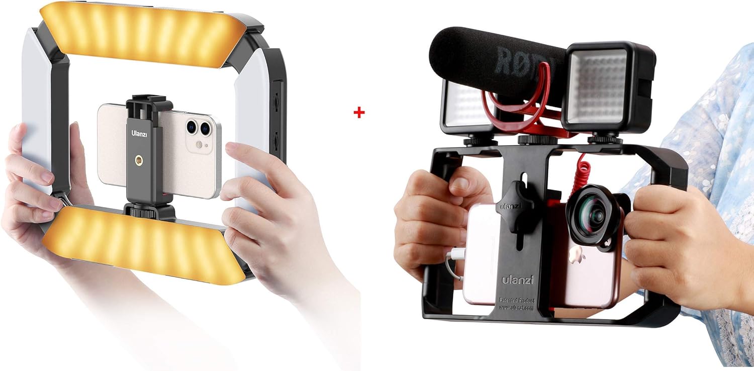 ULANZI U200 Smartphone Video Rig with Light Bundle with U Rig Pro Video Rig
