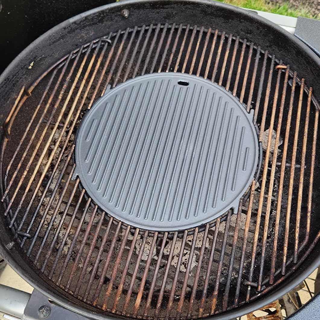WELL GRILL Sear Grate Plaque de cuisson en fonte pour barbecue à gaz Weber Spirit II 210/310, GS4 Genesis II E-310 Series - Plaque réversible pour barbecue Weber Gourmet BBQ System 57 cm