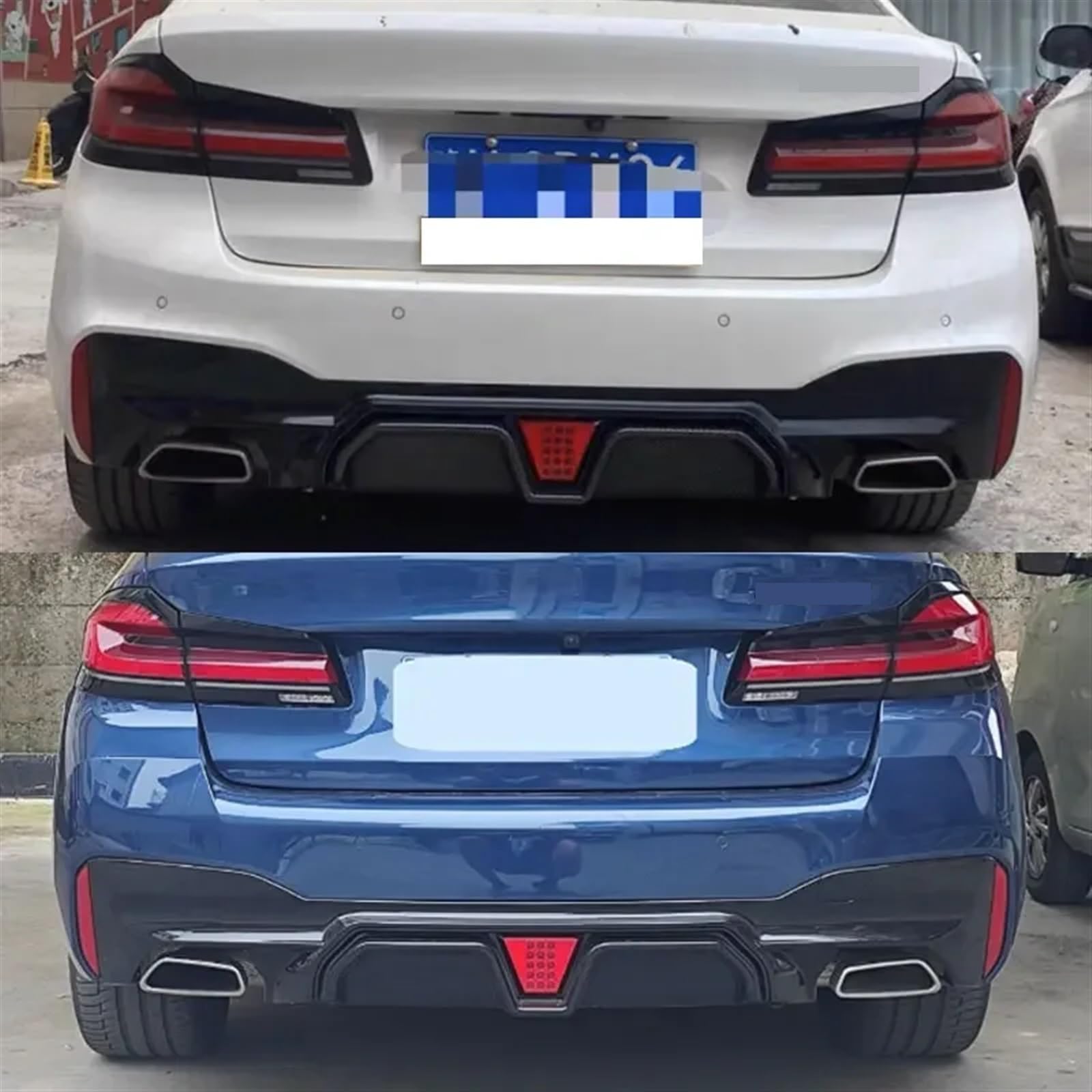 Gloss Black For BMW G30 M Sport 17-23 M5 CS Style Rear Bumper Diffuser