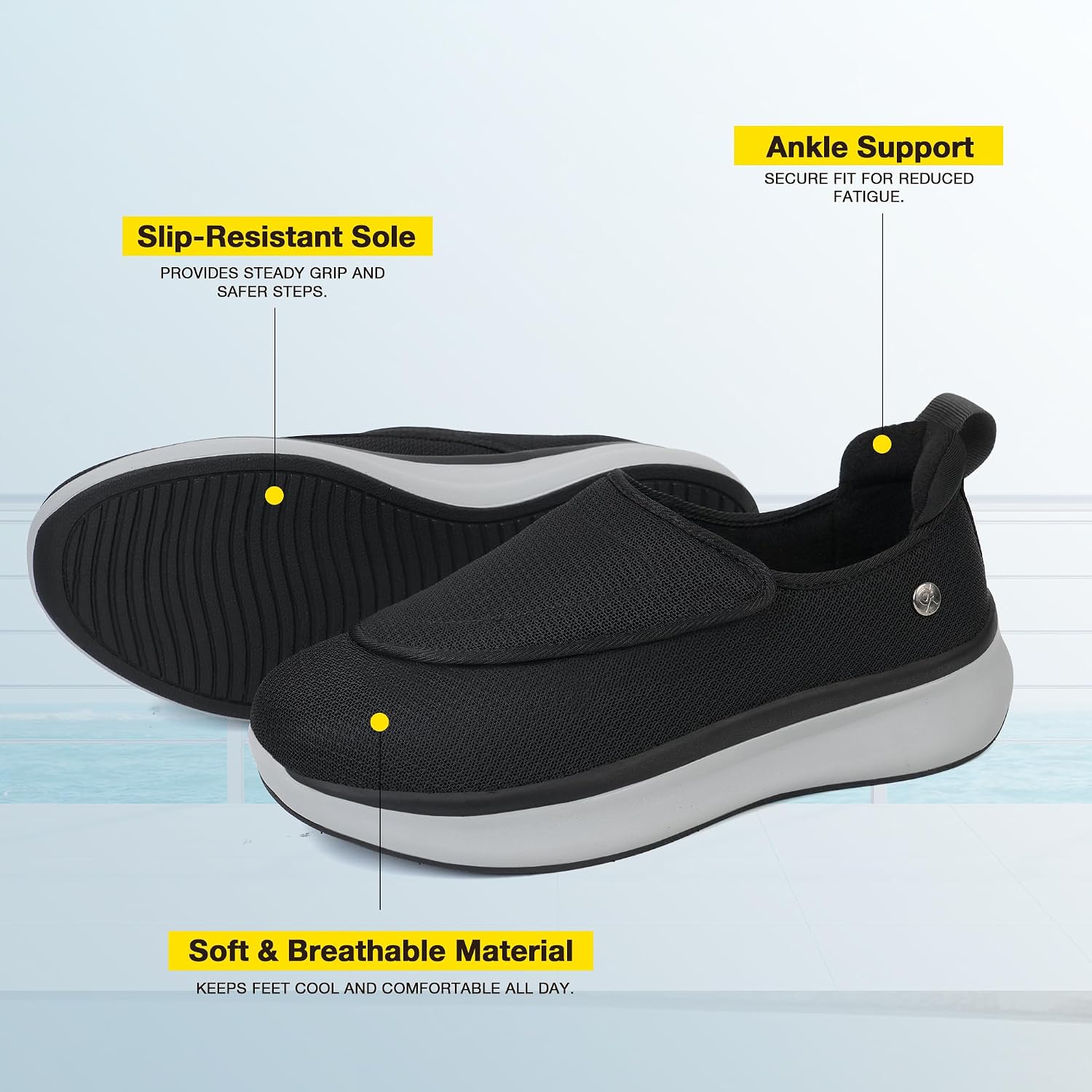 ORTOREX Men Orthopedic Diabetic Walking Sneakers Edema Shoes for Swollen Feet