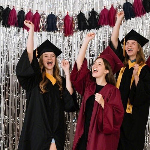 Miniatura 43 de Guirnalda de borlas brillantes de papel de seda, decoración de mesa, borlas para decoración de fiesta, suministros para bodas, cumpleaños, Negro