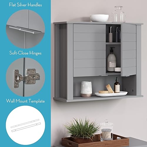 Miniatura 6 de RiverRidge Gabinete de pared de dos puertas Madison gris, tamaño, gris