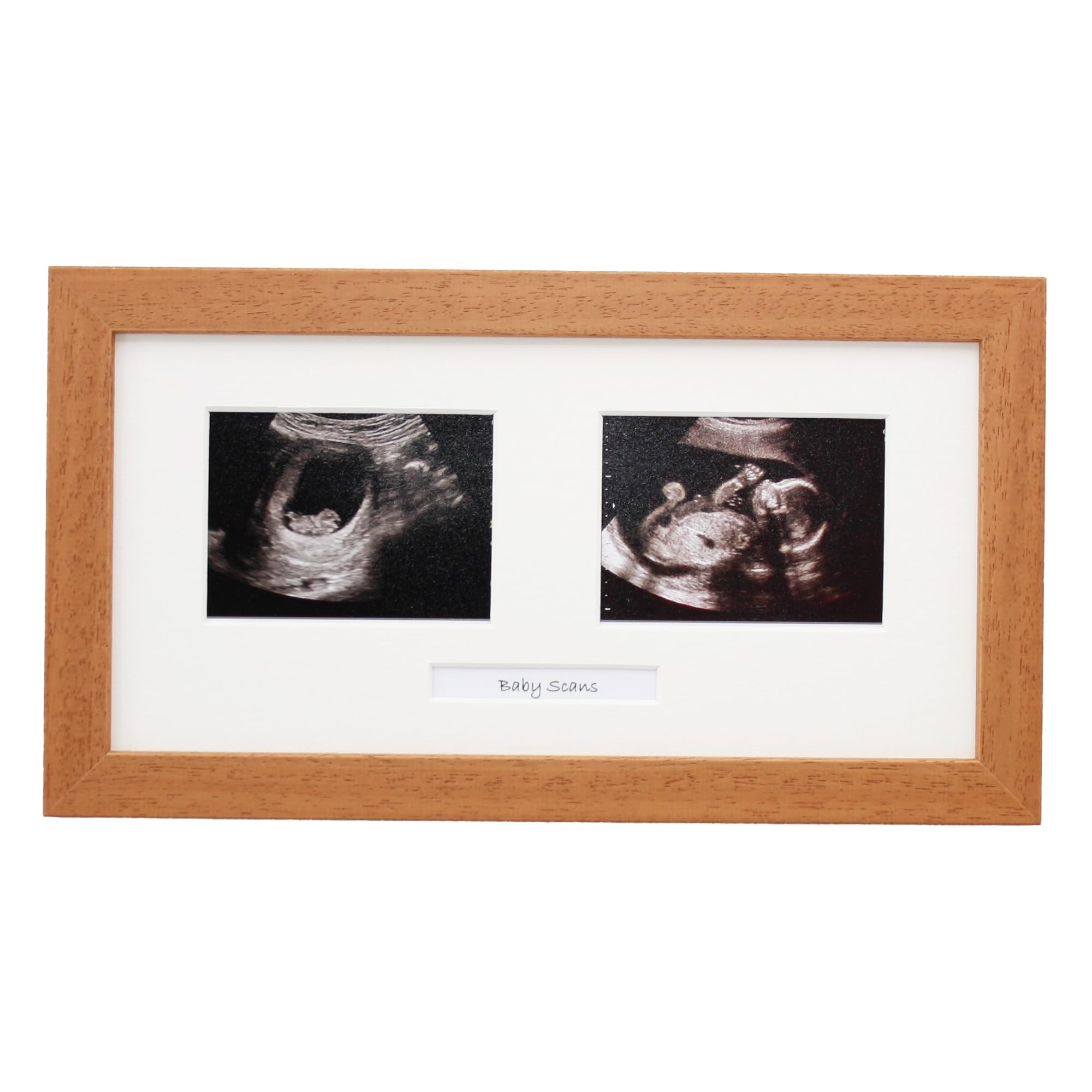 Baby Scan Photo Frame. Optional Personalisation. Multi Aperture Frame to display Two Ultra sound photographs. Pregnancy announcment | Baby Shower | Pregnancy Keepsake (Oak Frame)