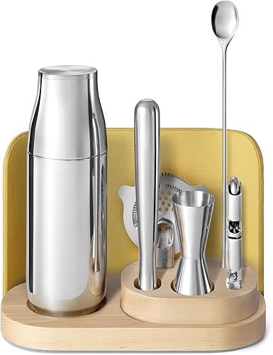 Miniatura 11 de Caraway Juego Completo de Bar de 9 Piezas - Coctelera, Medidor, Macerador, Sacacorchos, Colador, Cuchara de Bar, Organizador de Almacenamiento, Crema