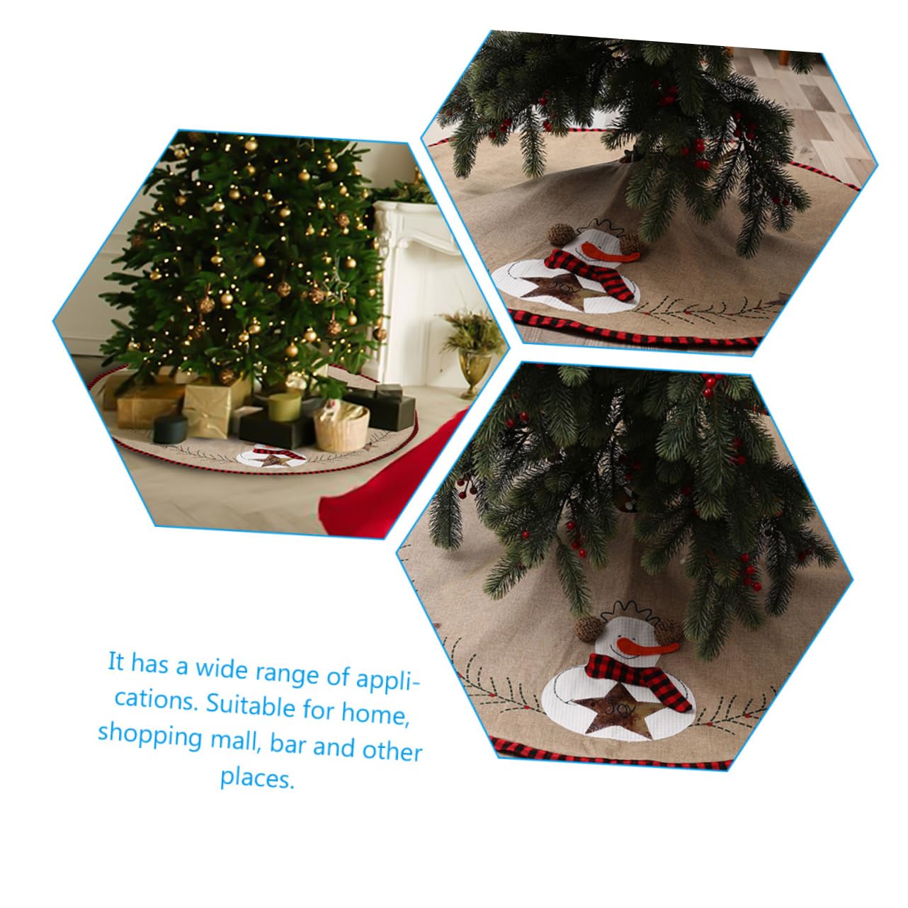 TOPBATHY Gonna Decorativa Per Albero Di Natale in Lino Stile Fattoria Con Pupazzo Di Neve 3 Pezzi Per Decorazioni Natalizie