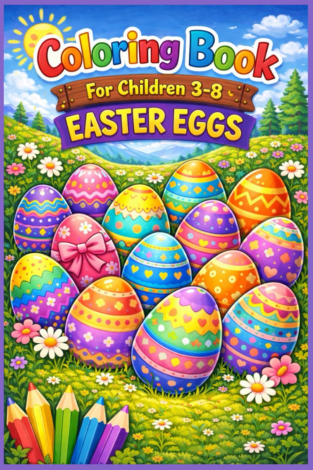 Coloring Book For Children 3-8: EASTER EGGS.: Cute and Easy Easter Coloring Pages with Eggs, Bunnies, Chicks, and Spring Fun