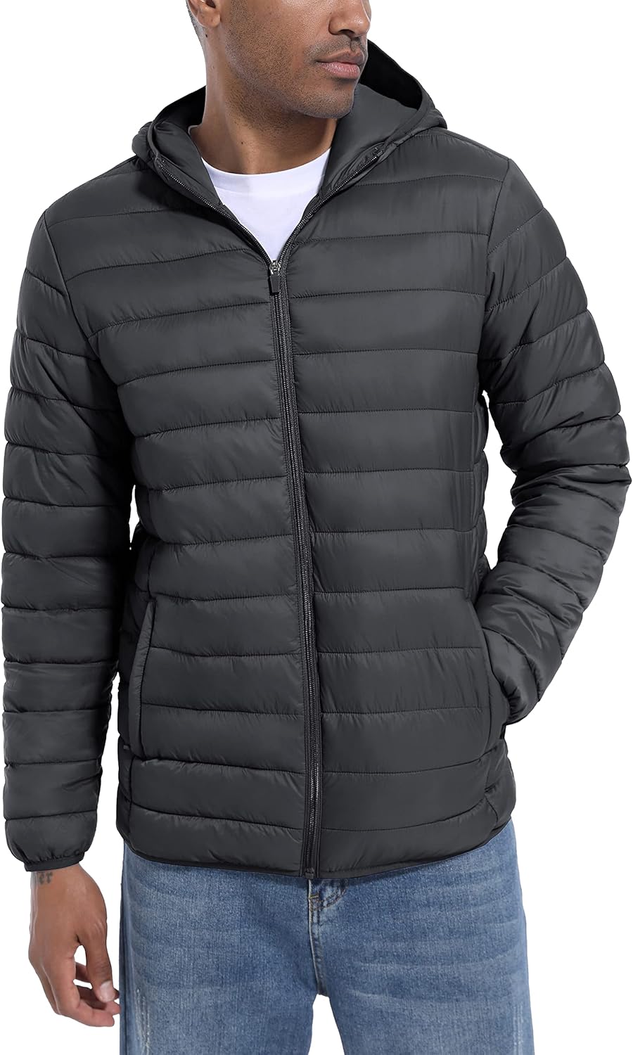 TACVASEN Men's Lightweight Puffer Jacket with Hood Water Resistant Windproof Insulated Jacket Quilted Lined Winter Coats - Image 7