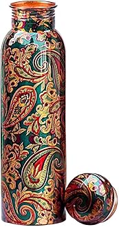 KC Pure Copper Designer Water Bottle with Leak Proof Protection, Ayurveda and Yoga Health Benefits (1000ml, 1Unit) With Lacqure Coating