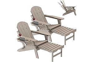 Adjustable Adirondack Chair Set of 2 with Ottoman | Folding & Portable
