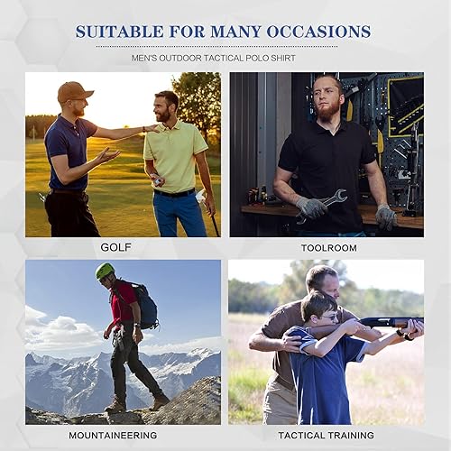 Vista 5 de MEETWEE Camisas polo para hombre, camisas de golf de secado rápido, manga corta, camisas tácticas, camisa con cuello que absorbe la humedad