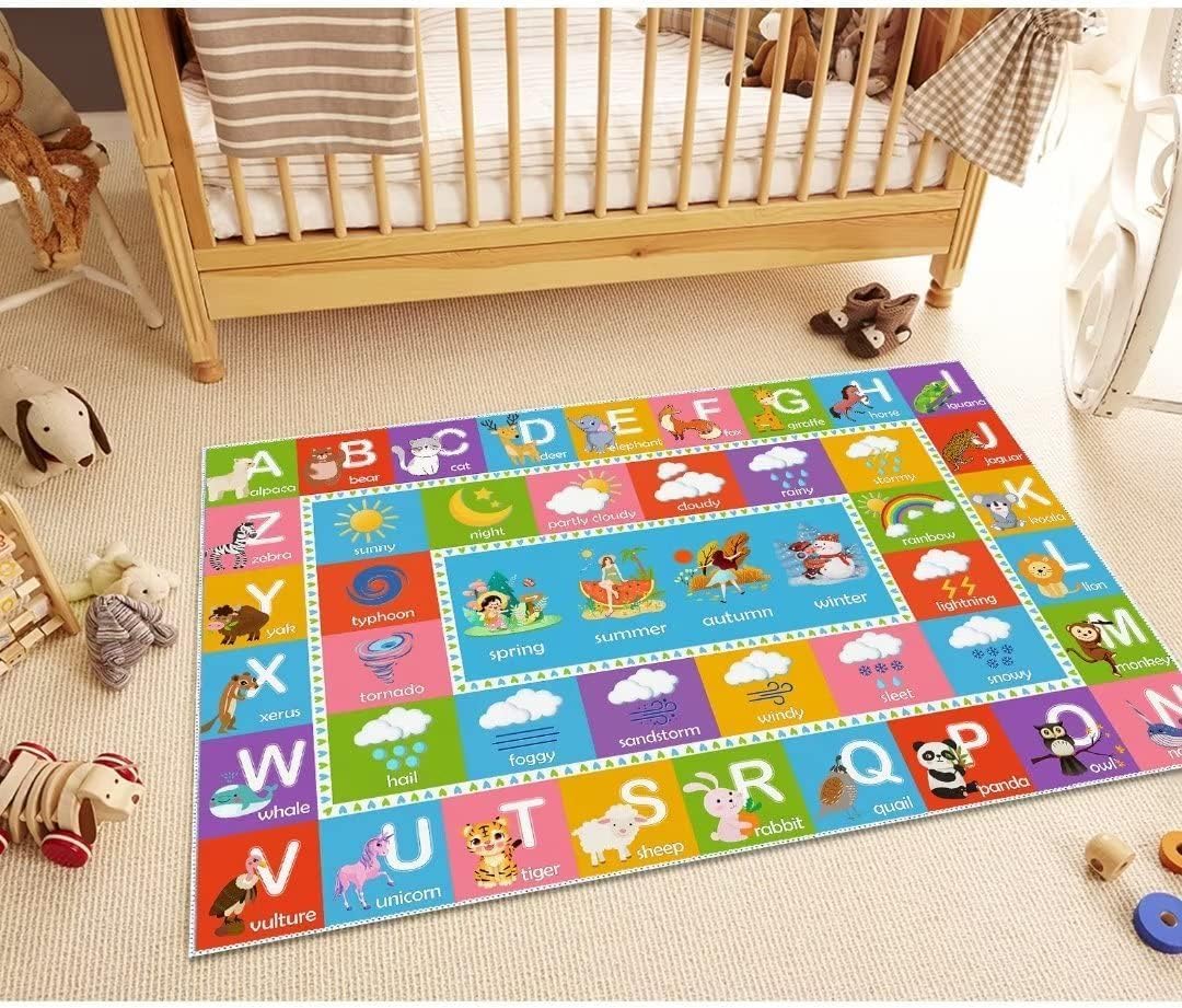 ABC Alphabet Rug, 3'x5' Educational Play Rug Carpet for Kids Classroom Playroom, Non-Slip Mat Playmat for Boys Girls