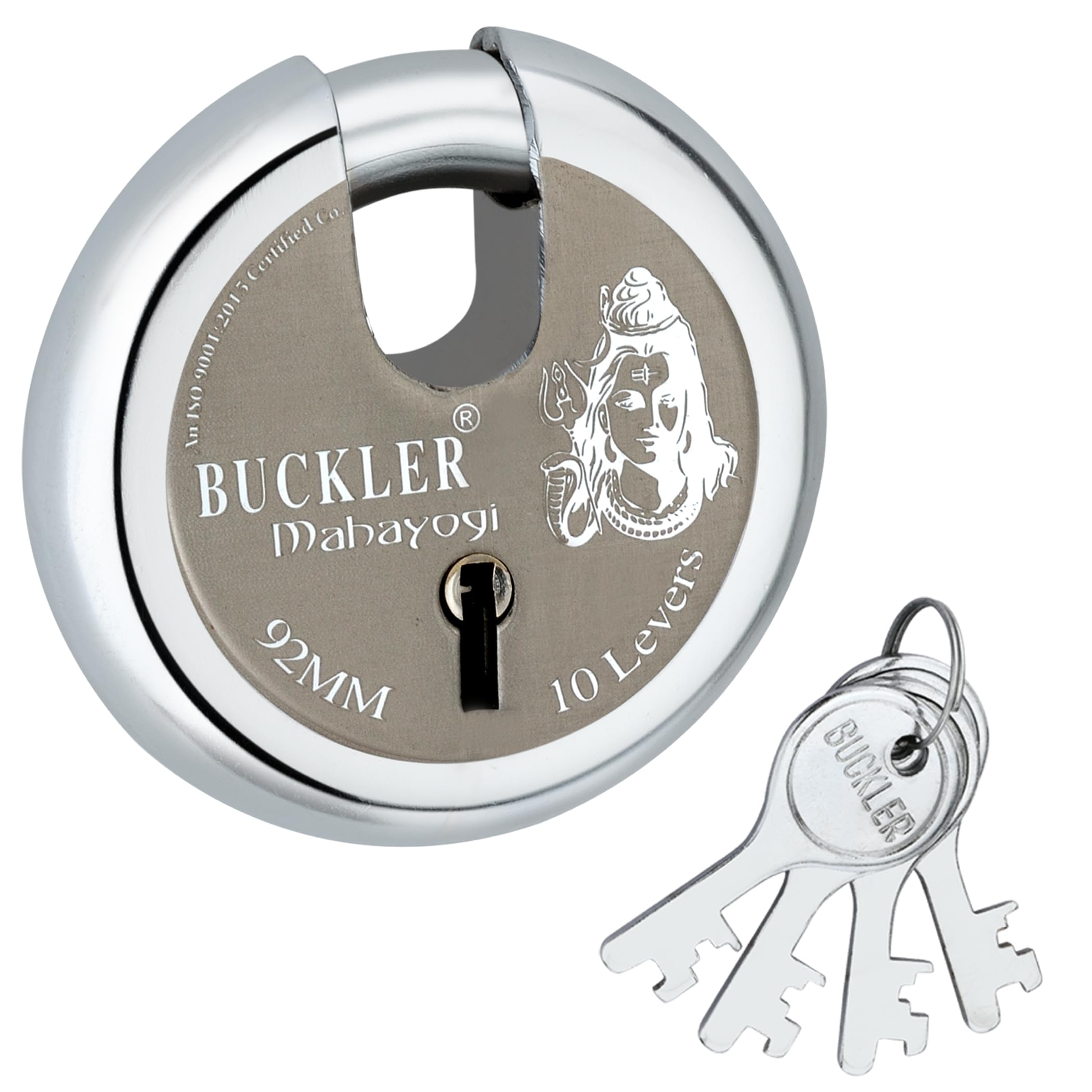 BUCKLER Stainless Steel Shutter Lock for Main Gate, Door Lock, Shop Shutter, Trucks High-Security with Weather-Resistant Design, 90MM-14 Pin Lock (92MM-Mahayogi)-image-6