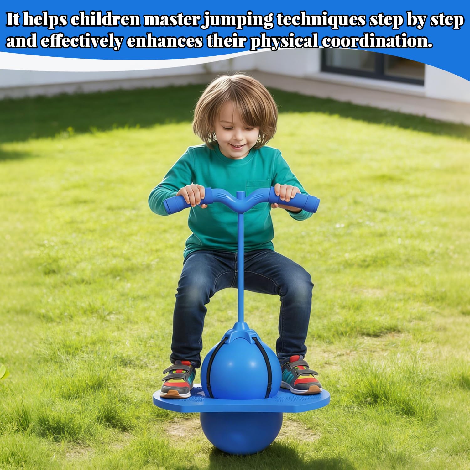 Ballon de Saut Pogo pour Enfants et Adultes, Jouet Sauteur d'extérieur, Balle de Saut d'équilibre, Ballon D'équilibre Élastique Antidérapant, Balle sauteuse équilibrée (Bleu)