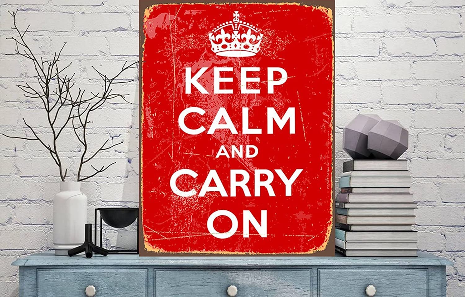 Tin 1 Keep Calm Sign And Carry On Vintage Metal Iron Painting Retro Signs For Home Coffee Kitchen Outdoor Wall Decor (Aluminum) 8X12 In