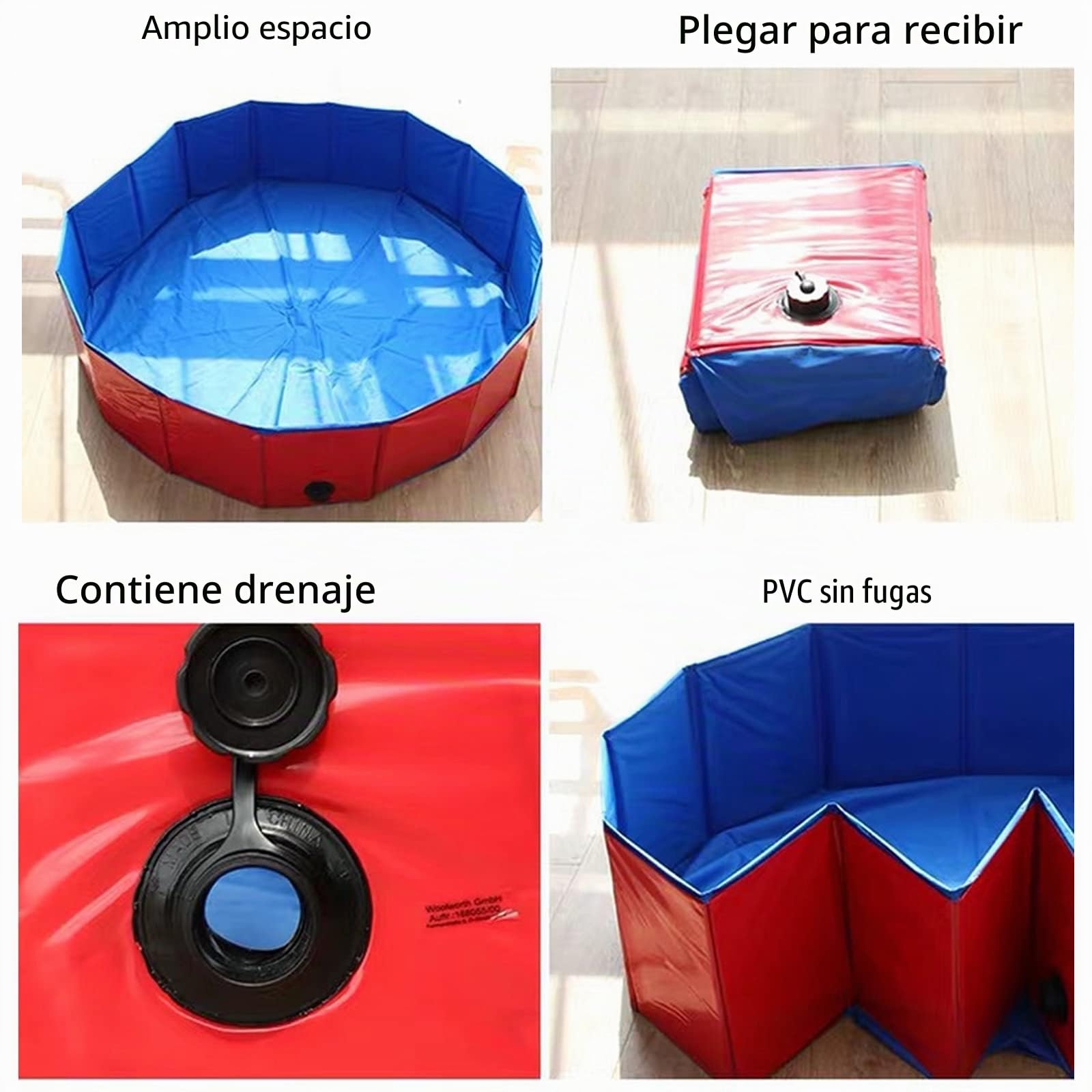 Piscina plegable para perros, PVC respetuoso con el medio ambiente, antideslizante, con válvula de drenaje, para verano, de 50 x 8 cm