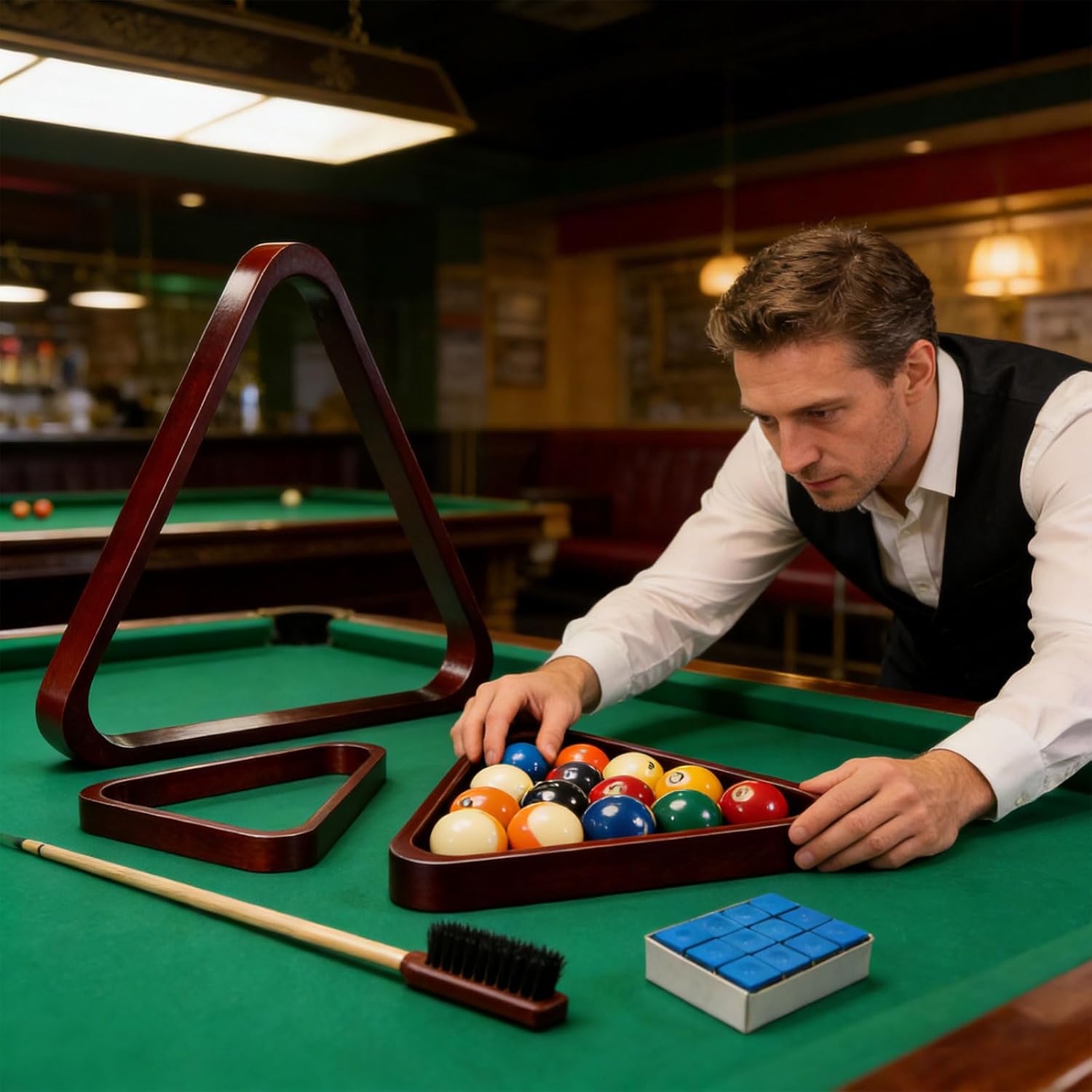 Professional Billiards Equipment Gear Made from Strong Hardwood Premium Hardwood Billiard Rack with Triangle Frame