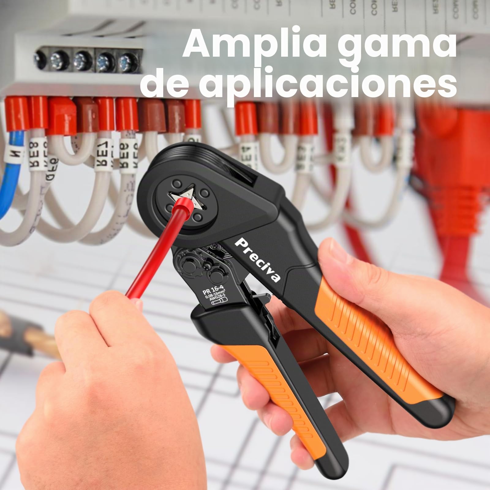 Juego de crimpadora Preciva crimpadora 0,08-16 mm² alicates de terminales con 350 gemelos y 950 casquillos de una sola línea, juego para bricolaje y necesidades industriales, 16 mm2