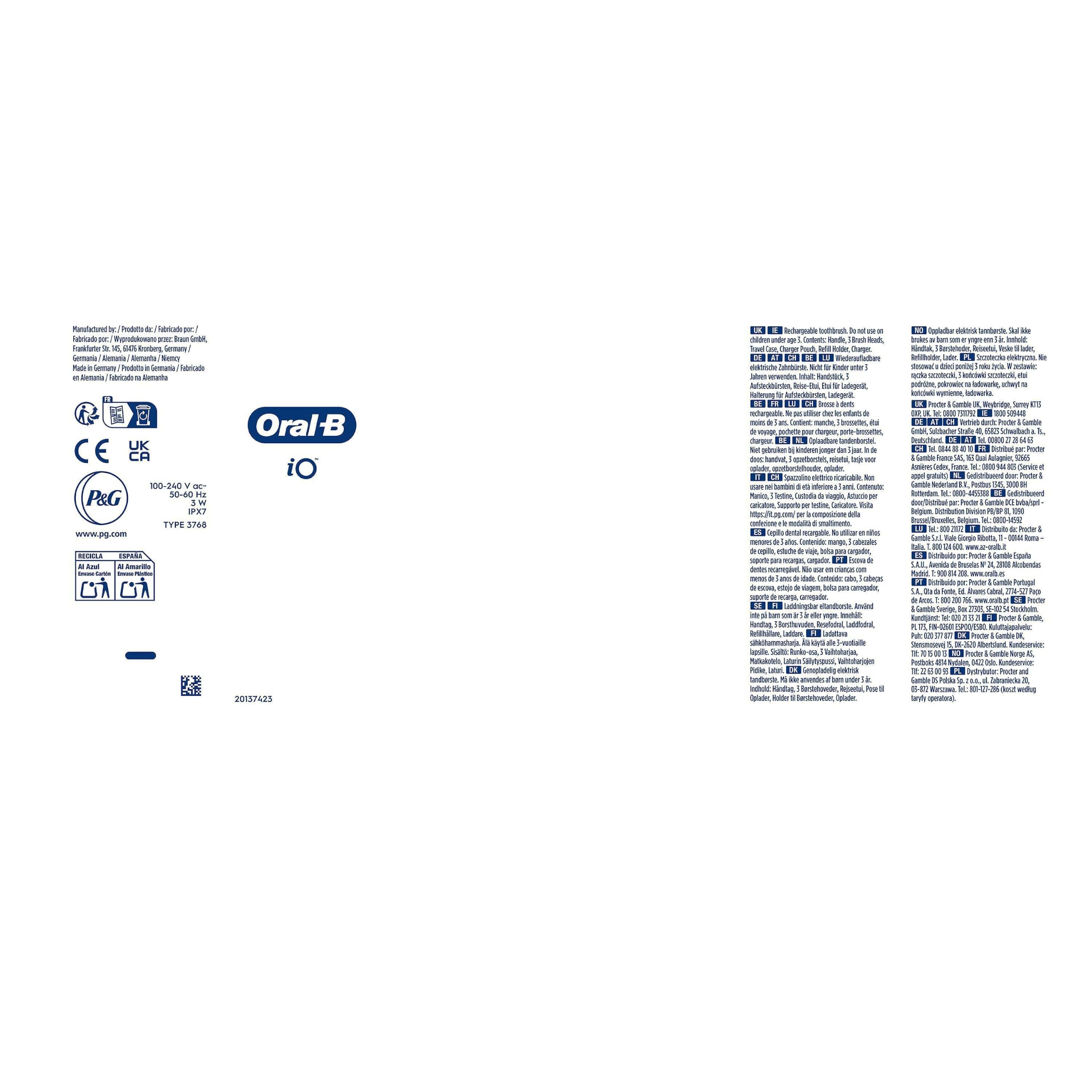 Oral-B iO Series 9 Elektrische Zahnbürste, Schwarz | Inkl. 3 Aufsteckbürsten, Lade-Reise-Etui, CHIP Testsieger (11/25), Electric Toothbrush mit 7 Modi Für Zahnpflege