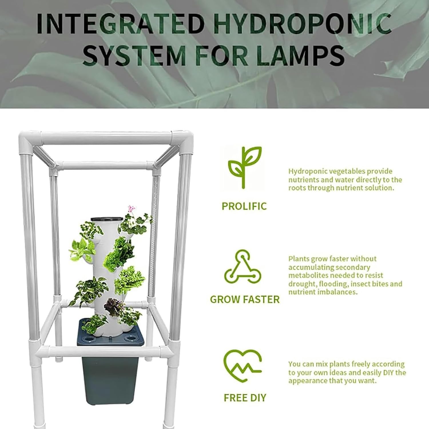 FLTRGO Hydroponics Growing System 25 Pods Hydroponics Tower with LED Grow Light Vertical Herbs Garden Planter, Plant Germination Kit Aeroponics Growing Kit with Hydrating Pump, Adapter