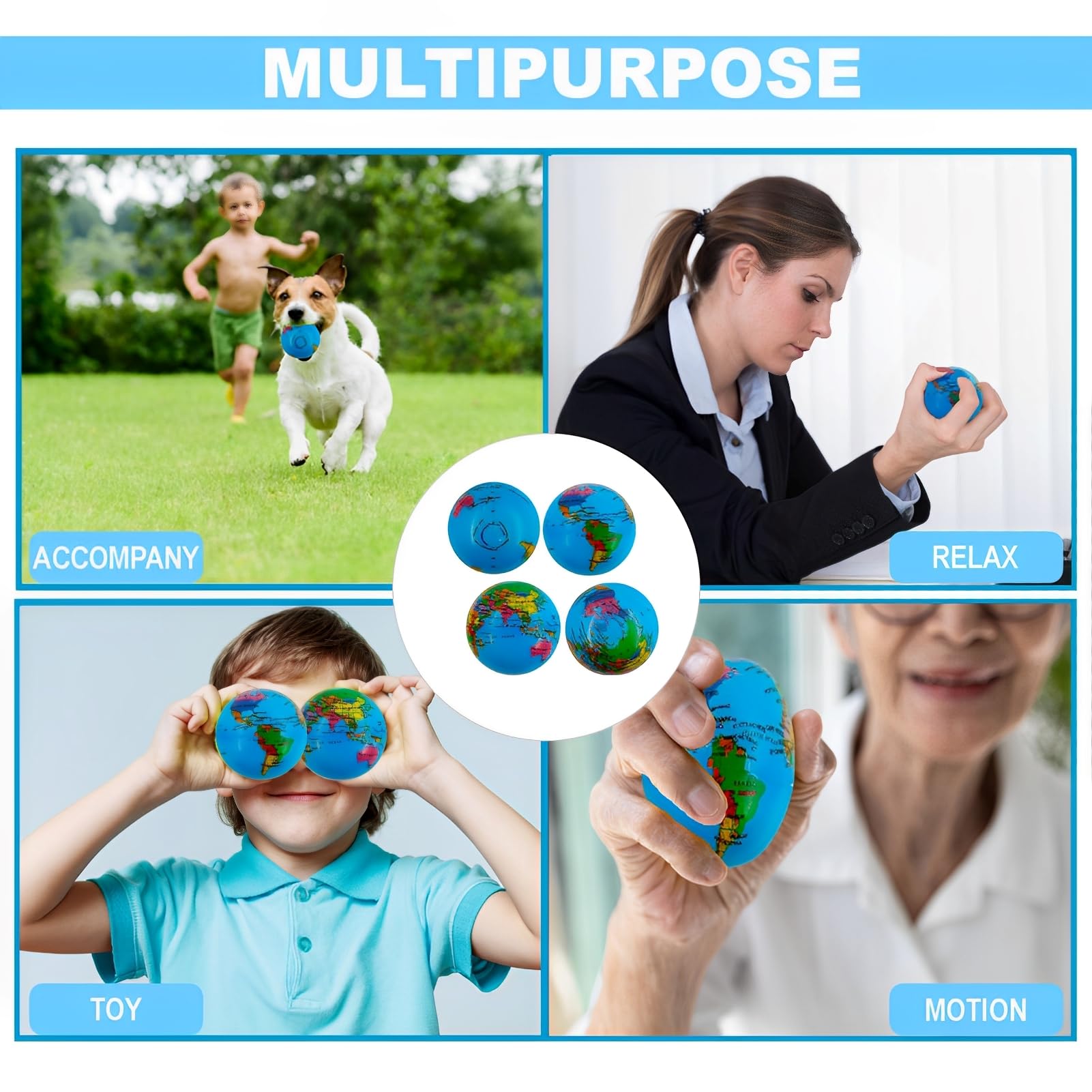 16 Piezas Pelota Antiestrés Mundo, Bolas Antiestrés, Pelota Antiestrés Mano, Pelota Mundo, Pelotas Antiestrés Pequeñas, Juguetes para Apretar para Niños Y Adultos para Aliviar el Estrés — view 6