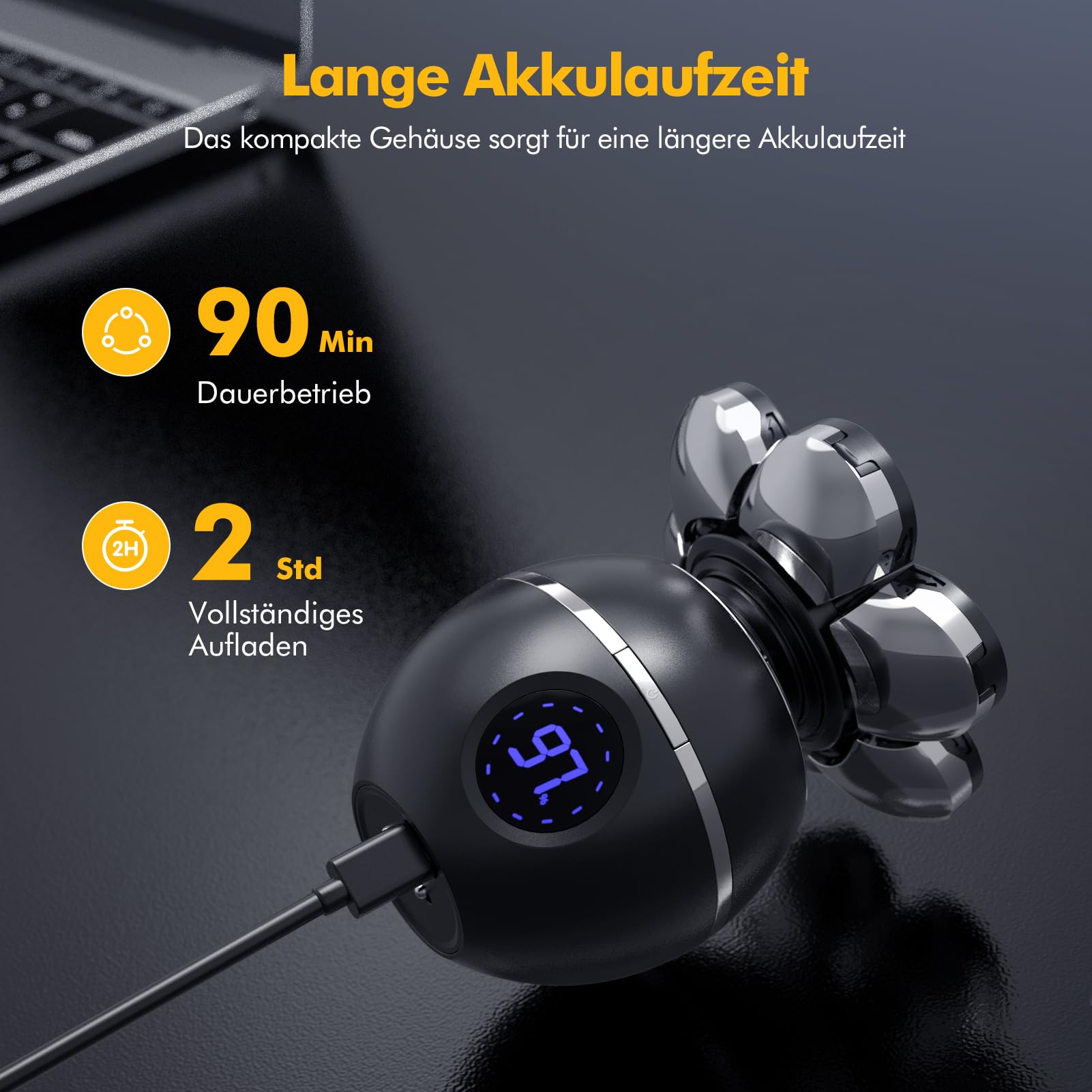 ETENTOUS Rasoir Tete Chauve Homme, 7D Rasoir Électrique Homme- 6 en 1 Tondeuse Crane Chauve- Humide/Sec Étanche IPX7 pour Hommes Chauves avec Écran LED.