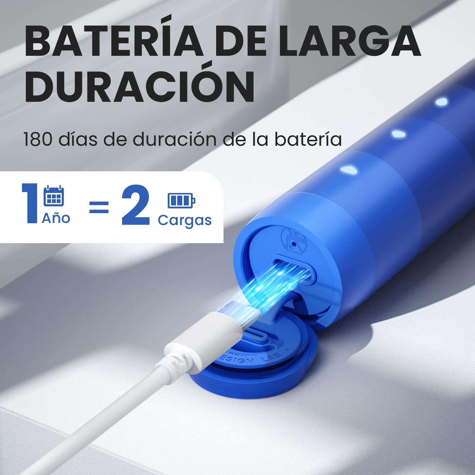 Cepillo de dientes eléctrico sónico Oclean Flow, Cepillo electrico con 180 días de duración, 76000 Movimientos por minuto, 5 Modos, IPX7 Impermeable y Temporizador, Cabezal de Cepillo DuPont™，Azul