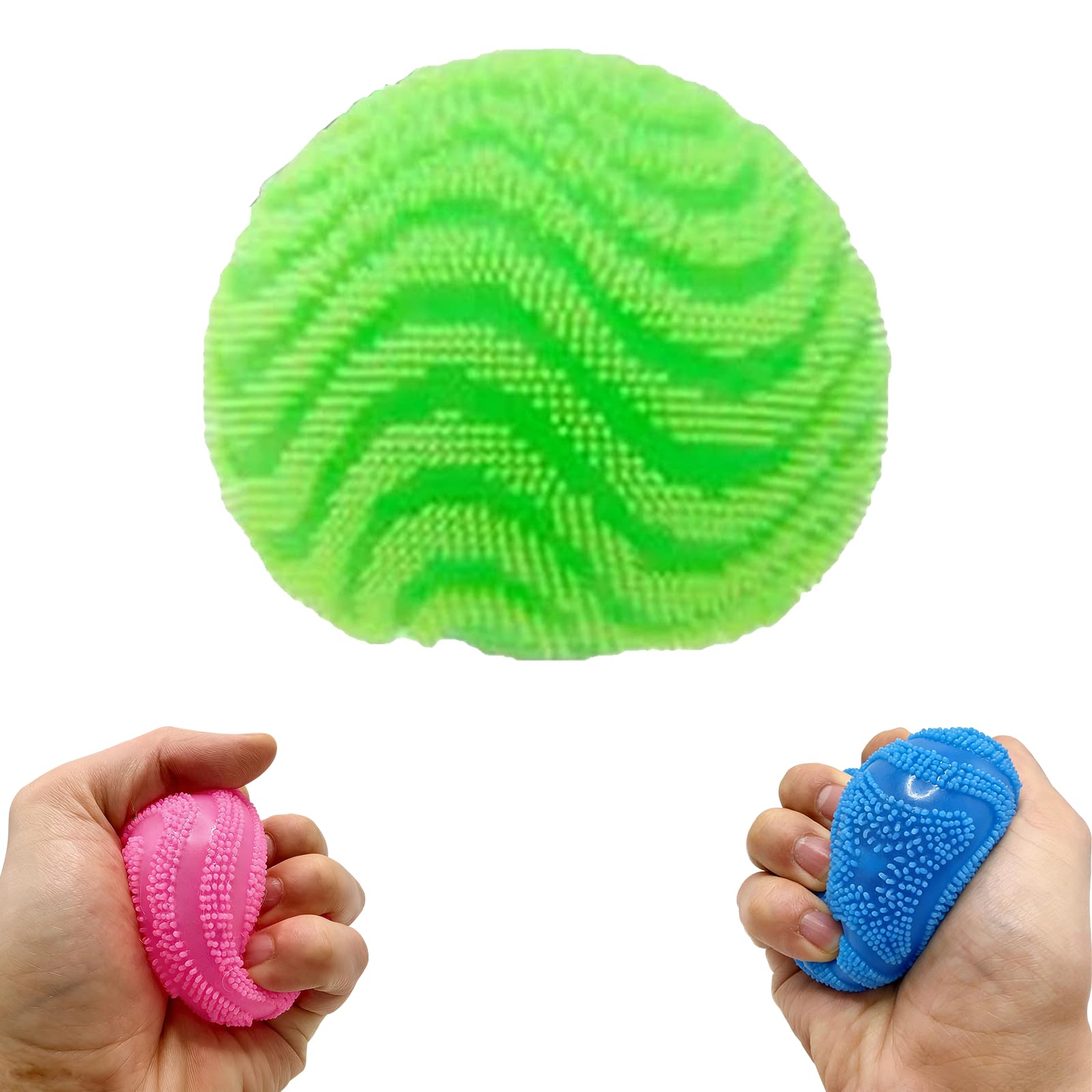 FDEFIRTFG Squeeze toys, Fuzzball Fidget Stress Toy, Fuzz Ball Squishy, Drop(Green)
