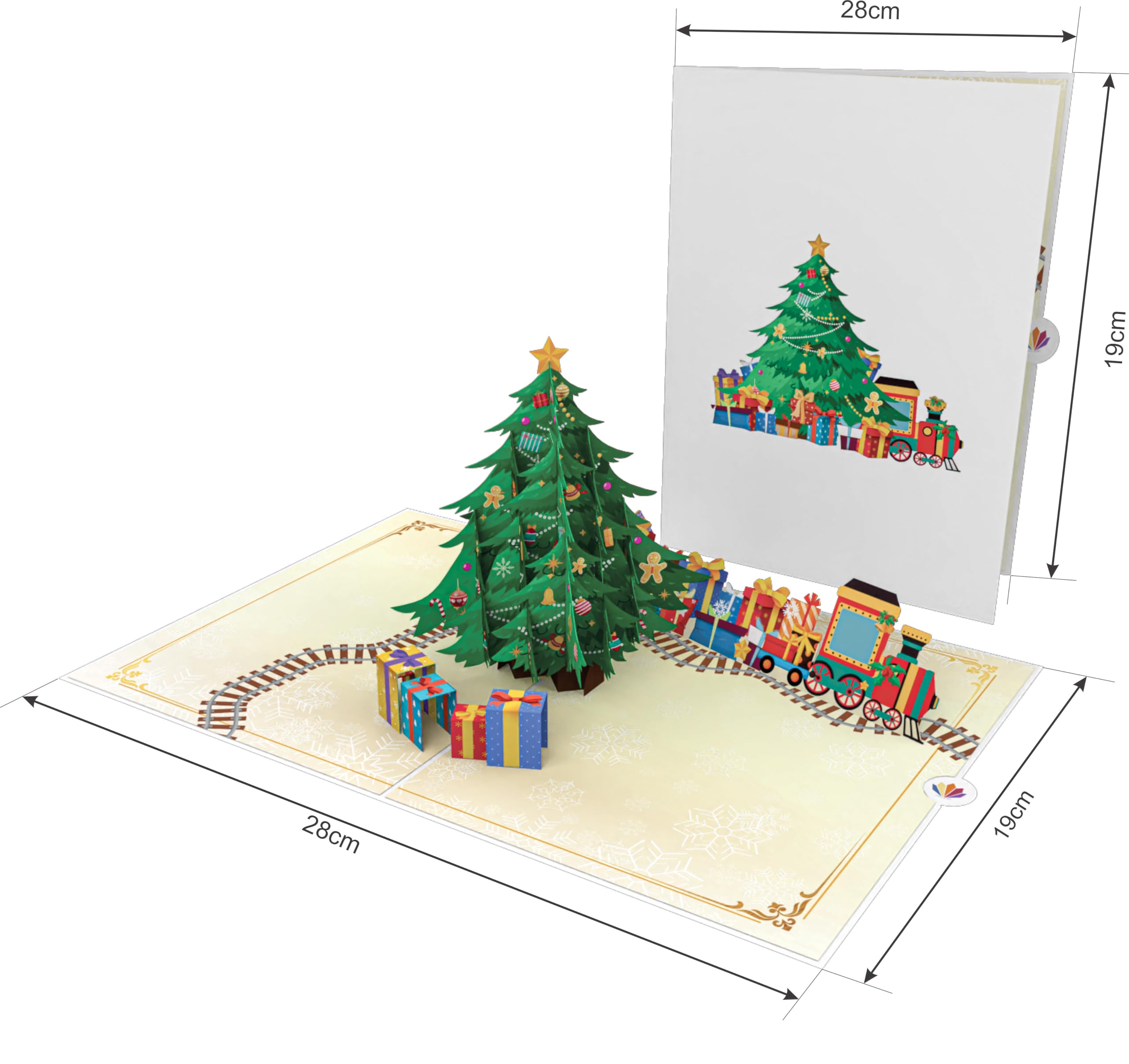 LIMAH® Pop-up Christmas Card Christmas Tree, 3D Card for Christmas with Christmas Tree Play Train and Gifts, Funny Gift Idea - Image 2