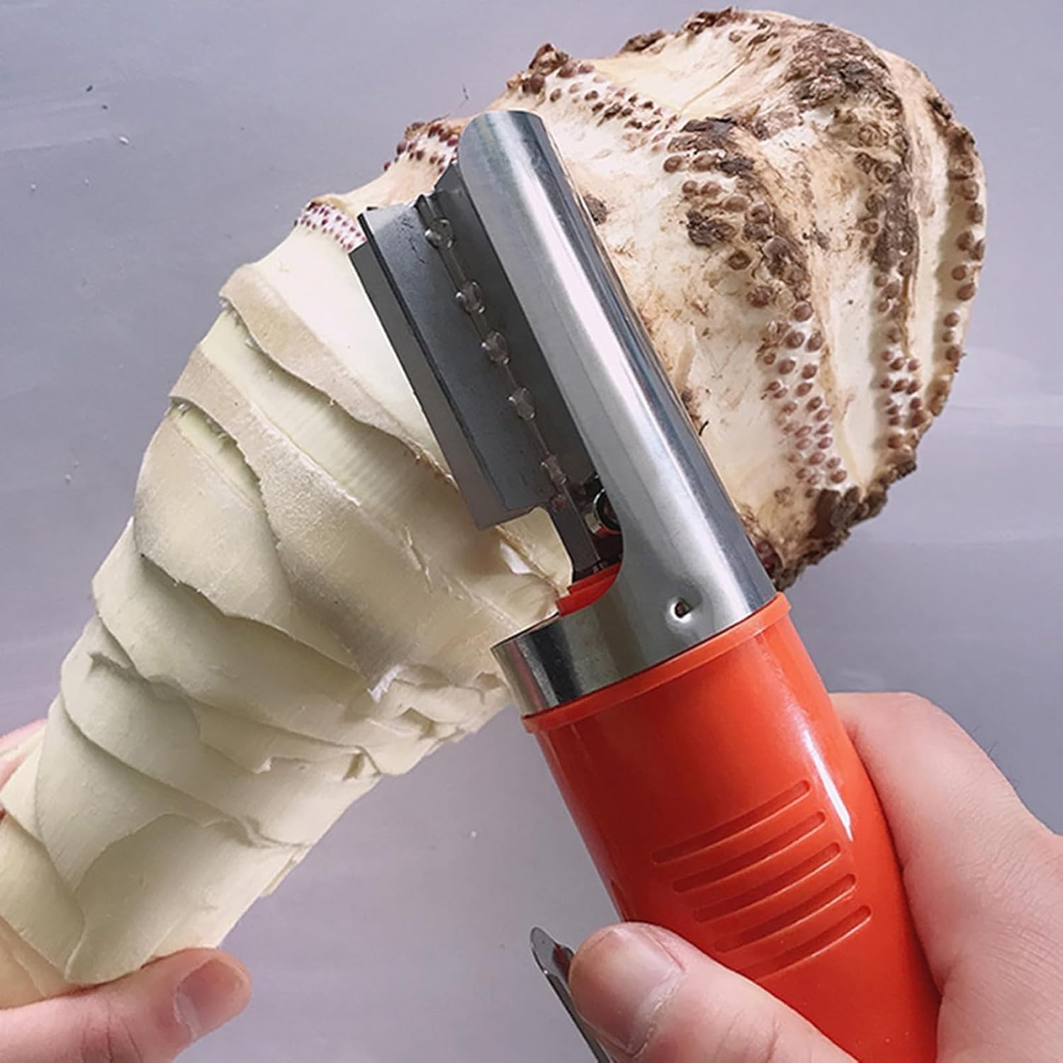 Pelador automático de caña de azúcar y máquina rascadora – Pelador eléctrico versátil de frutas y verduras con cubierta protectora para caña de azúcar, coco y más