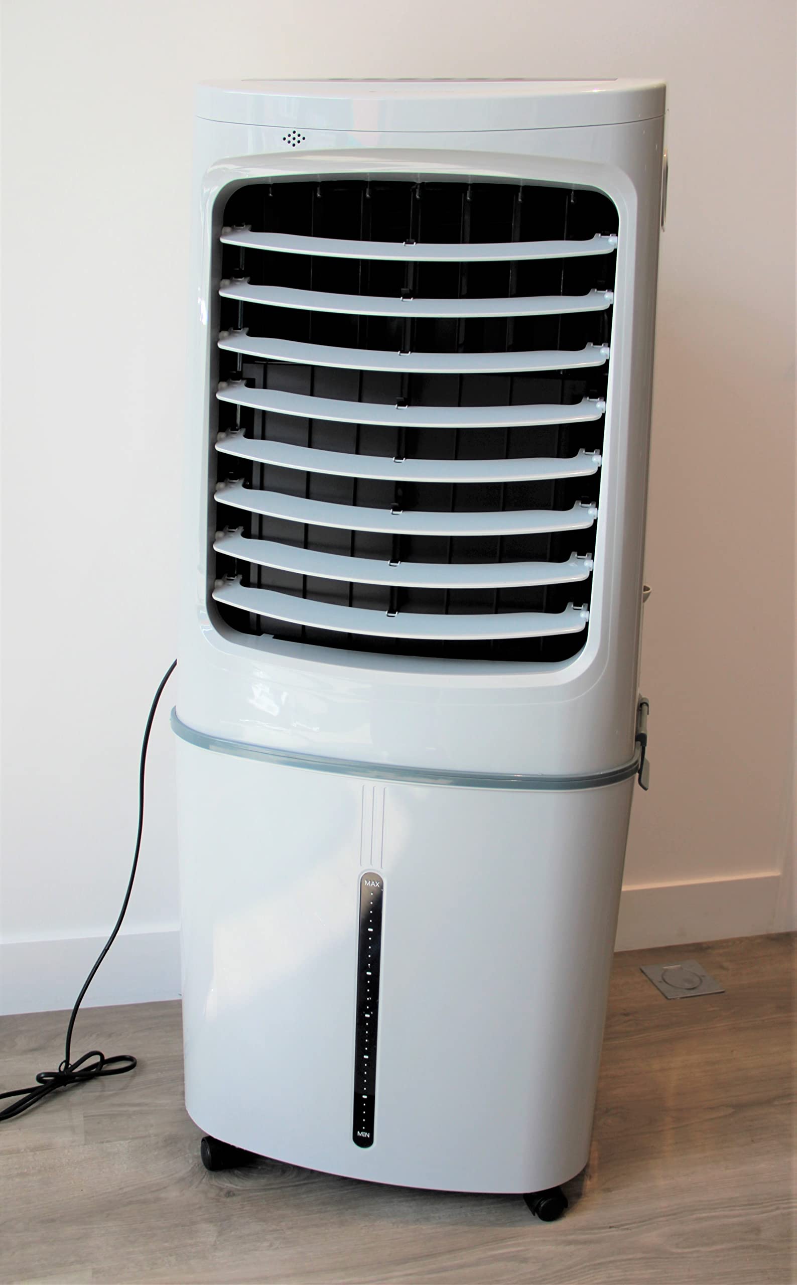 OPTIMEA ORA-440D Rafraîchisseur d'air XXL 44L, spécial pour les très grandes pièces et commerces sans évacuation d'air mode nuit, débit d'air 798 m³/h, capacité d'humidification 3L/h