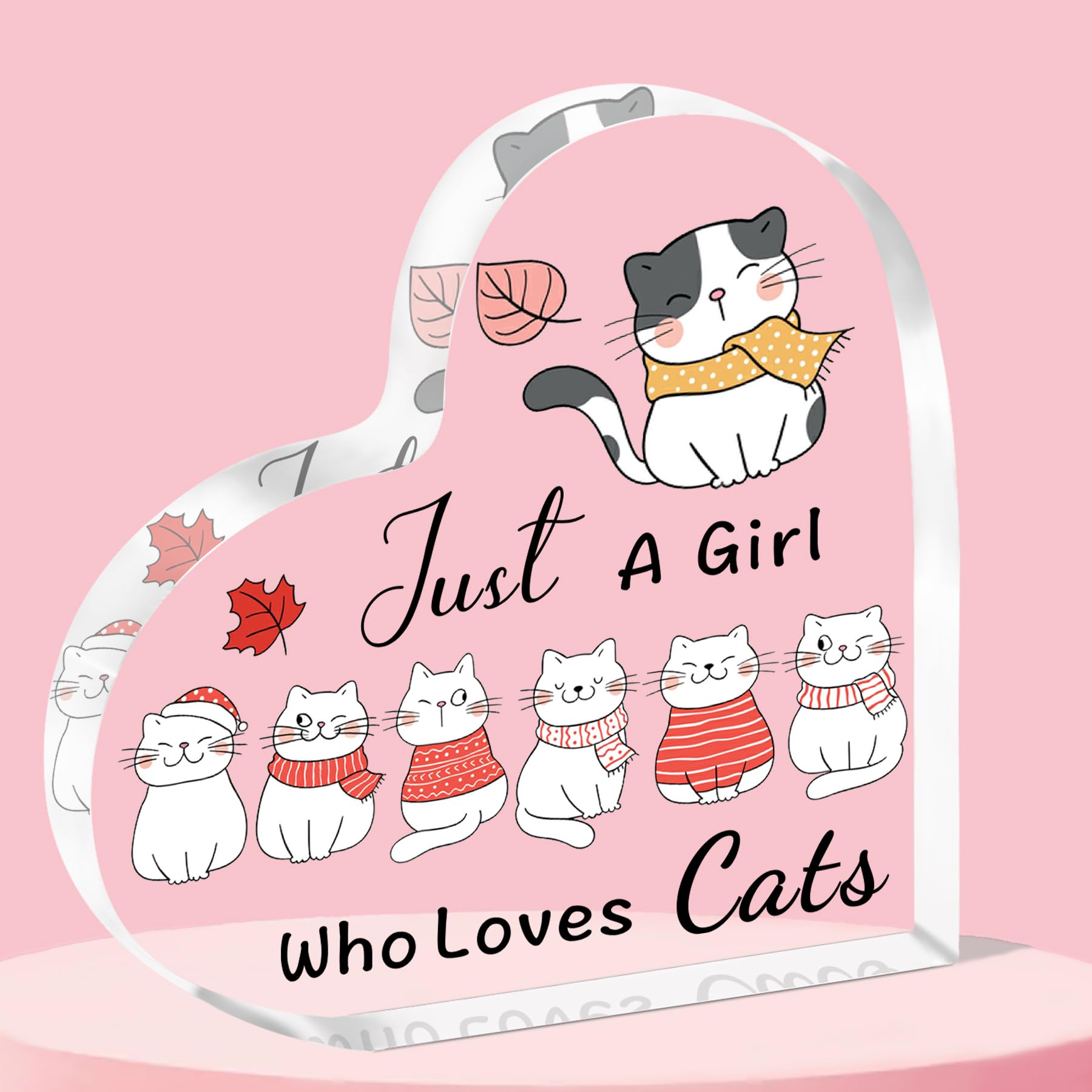 QMVMV Funny Cat Gifts Acrylic Plaque Animal Lover Gift Just A Girl Who Loves Cats Cat Lover Gift for Women Who Loves Cats Acrylic Plaque
