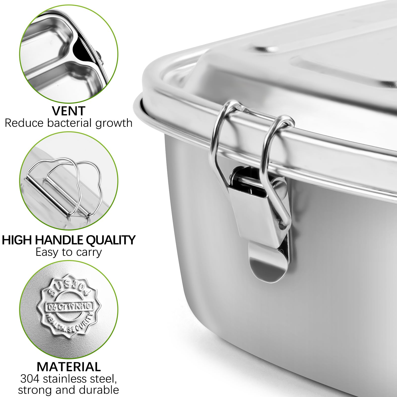 Contenitore per il pranzo in acciaio inox, 800 ml, con divisori mobili