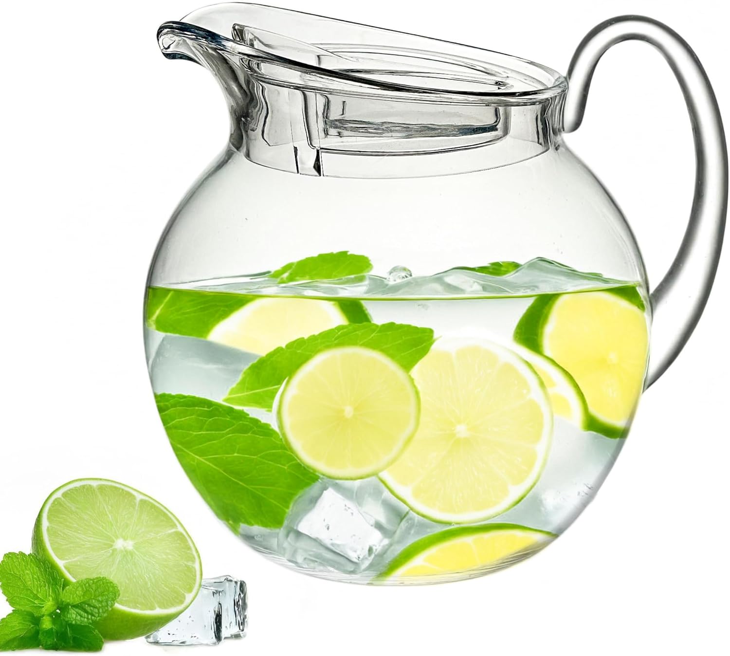 Lily's Home 115 oz Shatterproof plastic pitcher with lid, Large Capacity for both Indoor and Outdoor parties, for iced tea, lemonade, juice, margaritas, sangria and ice water With Lid(115oz)