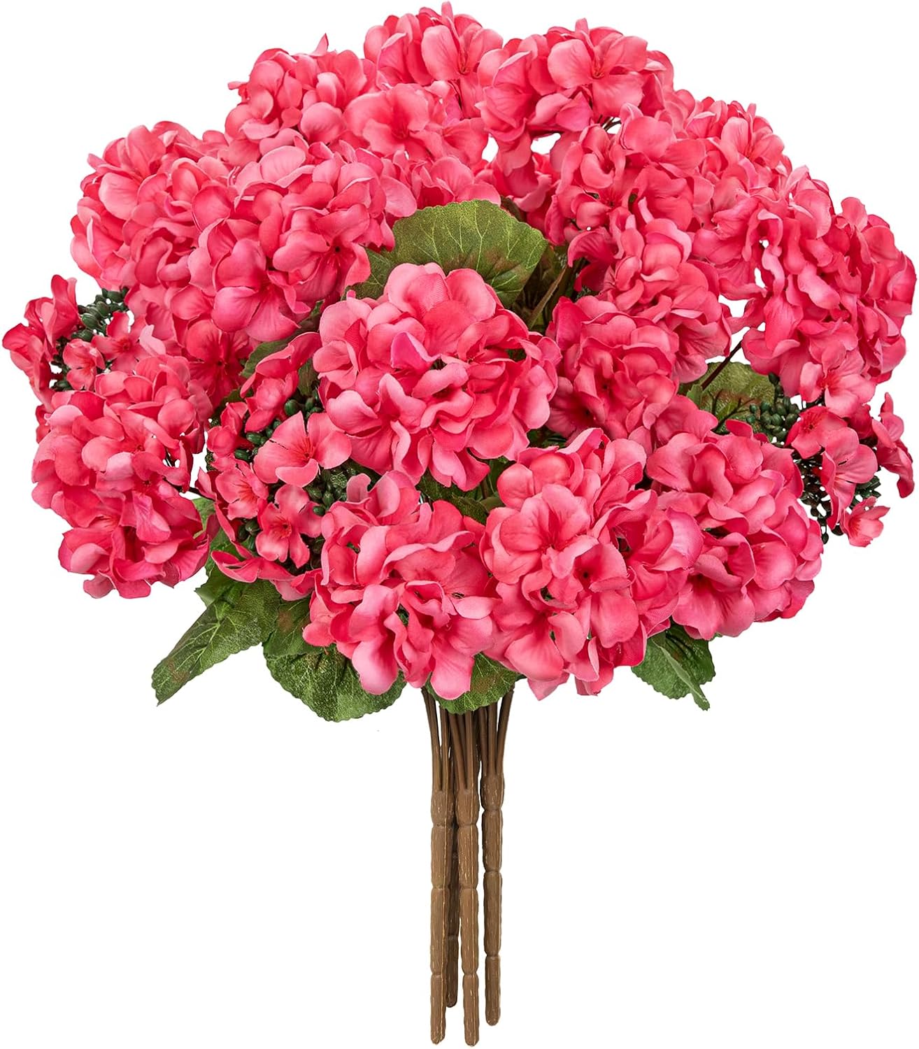 Briful Pink Geranium Artificial Flowers Realistic for Outdoor 15.7’’ Extra Full UV Resistant Faux Geranium Flowers, 4 Bundles Geraniums for Home Front Porch, Planters, Window Boxes & Indoor Decor