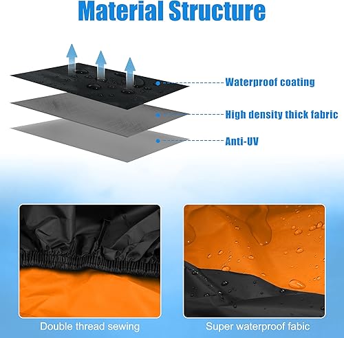 Miniatura 8 de uxcell Funda para motocicleta para todas las estaciones, impermeable, a prueba de polvo, para exteriores, motocicleta, 180T, XL, naranja, negro,