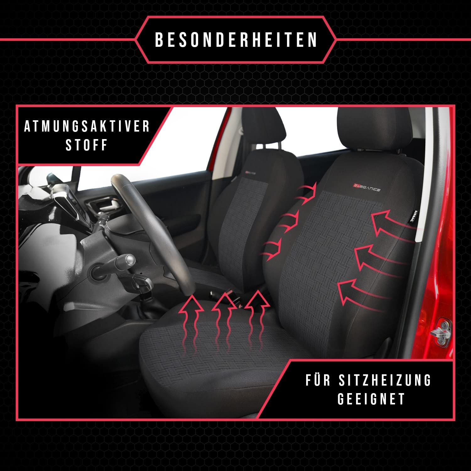 3er Set Autositzbezüge PKW universal | Auto Sitzbezüge Polyester Grau für Airbag geeignet | für Vordersitze und Rückbank | 1+1 Autositze vorne und 1 Sitzbank hinten teilbar 2 Reißverschlüsse