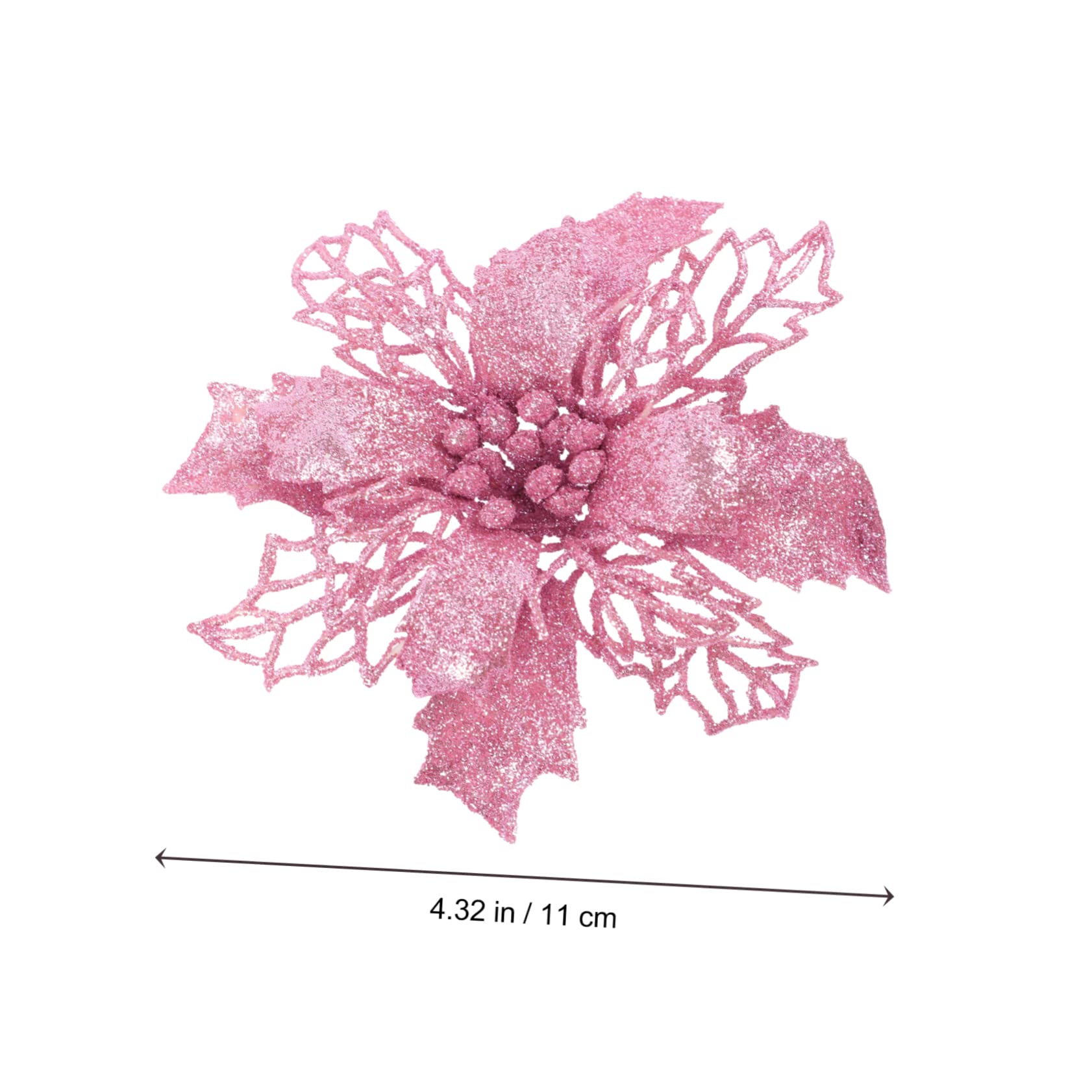 PRETYZOOM 80 Piezas Huecas Decoraciones De Poinsettia Artificial Brillo Flores De Poinsettia Navidad Artificial Retro Decoración del Hogar Xmas Plastic Pink