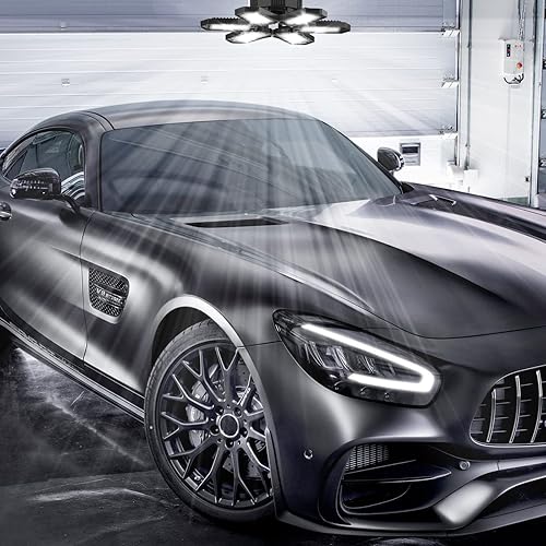 Miniatura 2 de Paquete de 8 luces LED de garaje de 120 W, luz LED de tienda con 6 paneles ajustables ultra brillantes para luz de garaje, luces de techo