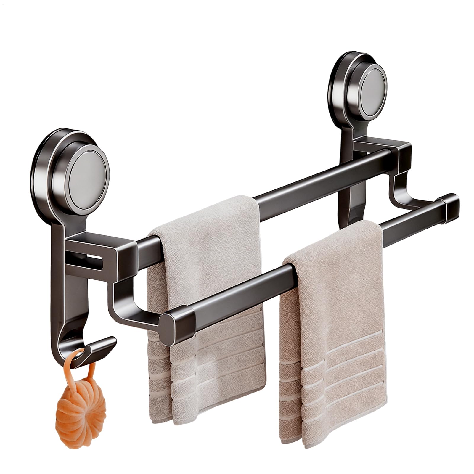 Sujetador De Toallas Con Soporte De Doble Barra Sin Taladro | Barra Portatoallas Doble Para El Baño Para Baño Ducha Espejo Azulejo Pared