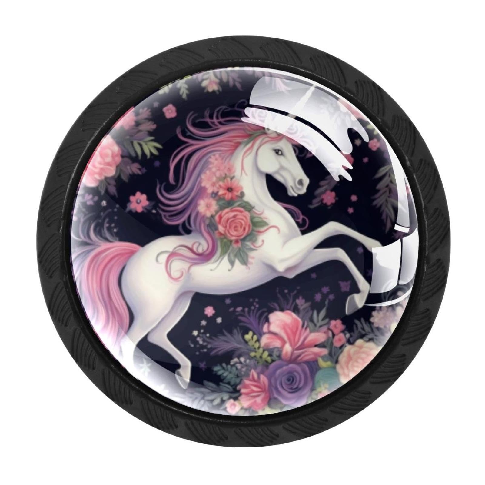 Chenzzzz Multicolored 03 4 Pack Unicorn Dresser Drawer Cabinet Knobs Black Round Drawer Knob Pull Handle With Screws For Kitchen Wardrobe Cupboard Furniture Decor