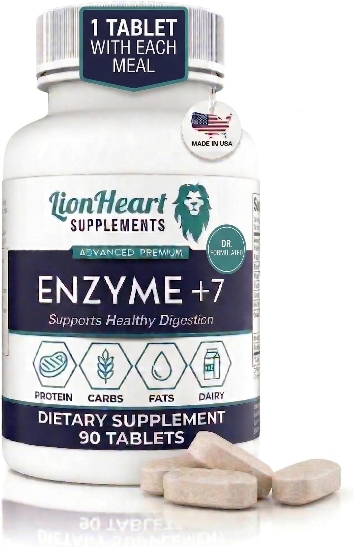 Digestive Enzymes Supplement with Ox Bile Salts 30mg - Betaine HCl 100mg - Supports Digestion, Gas & Bloating - Gallbladder Support (No Gallbladder) - Doctor Formulated - For Men & Women - 90 Tablet