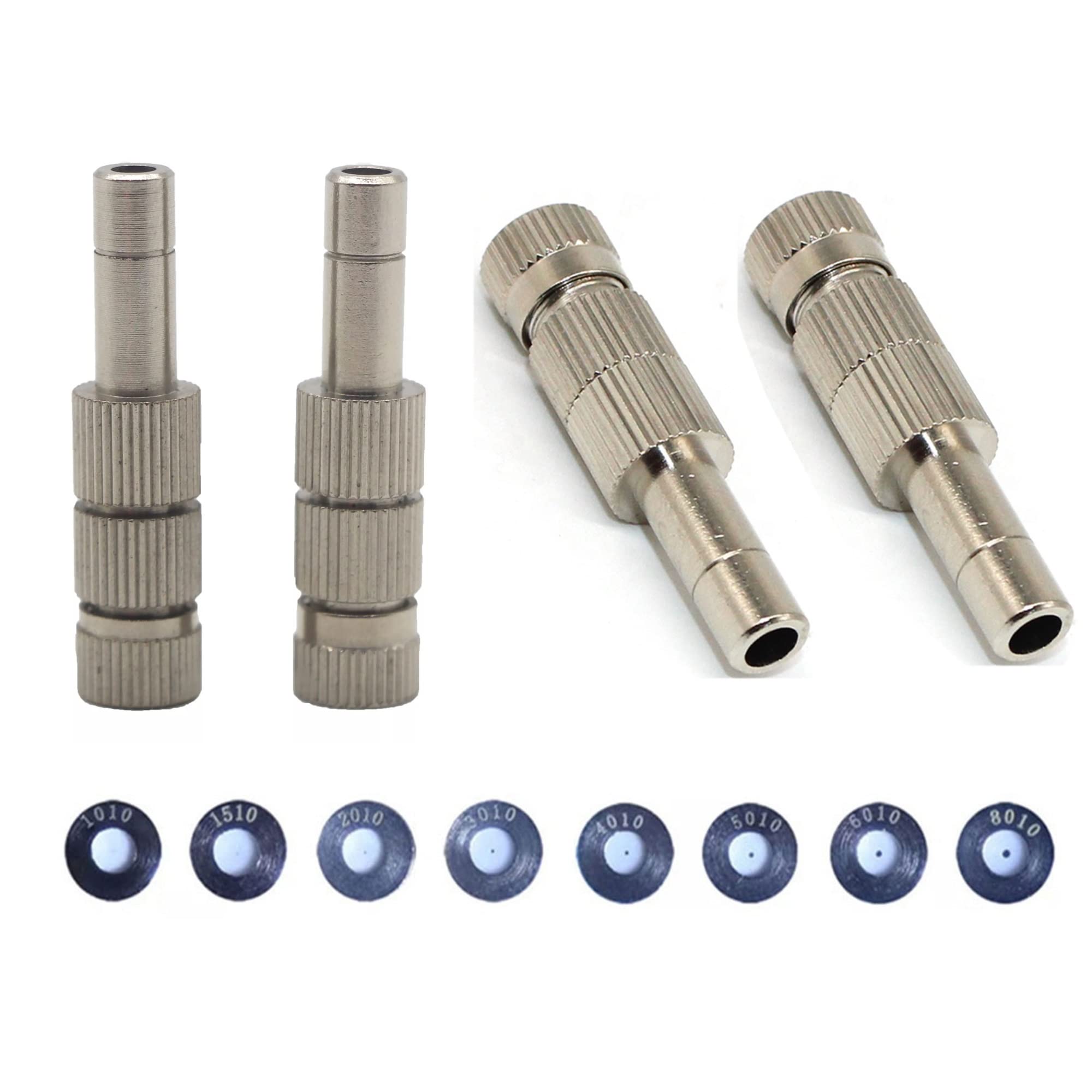 Sohnvwtgd 60Pcs Brass Misting Nozzles, Fogging Spray Head Micromist Nozzle For Greenhouse Landscaping Humidification, Dust Control Mist Nozzle Sprinkler For Outdoor Cooling System, 6Mm Connection(0.15Mm)