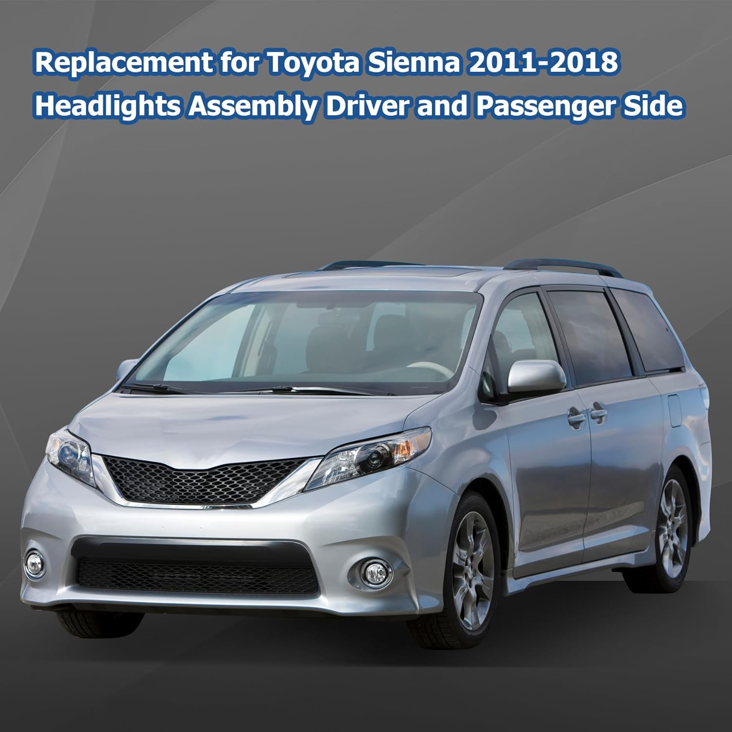 WFLNHB Headlights Assembly Replacement for Toyota Sienna 2011-2018 Halogen Headlights Headlamps Pair Left and Right Side (Driver and Passenger Side)