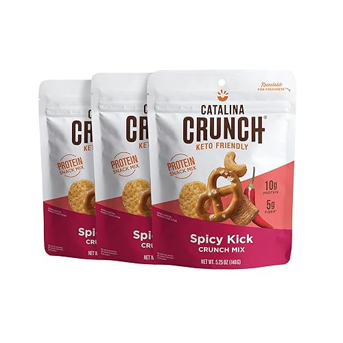 Catalina Crunch Mix Spicy Kick Protein Snack Mix Bocadillos bajos en carbohidratos, proteínas, apto para dieta cetogénica, paquete de 3