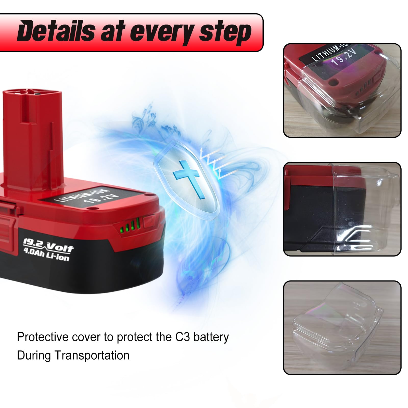 Batterie au lithium 4000 mAh C3 19,2 V de rechange pour batterie Craftsman 19,2 V 130279005 130211004 315.115410 avec chargeur 19,2 V pour batteries Craftsman C3