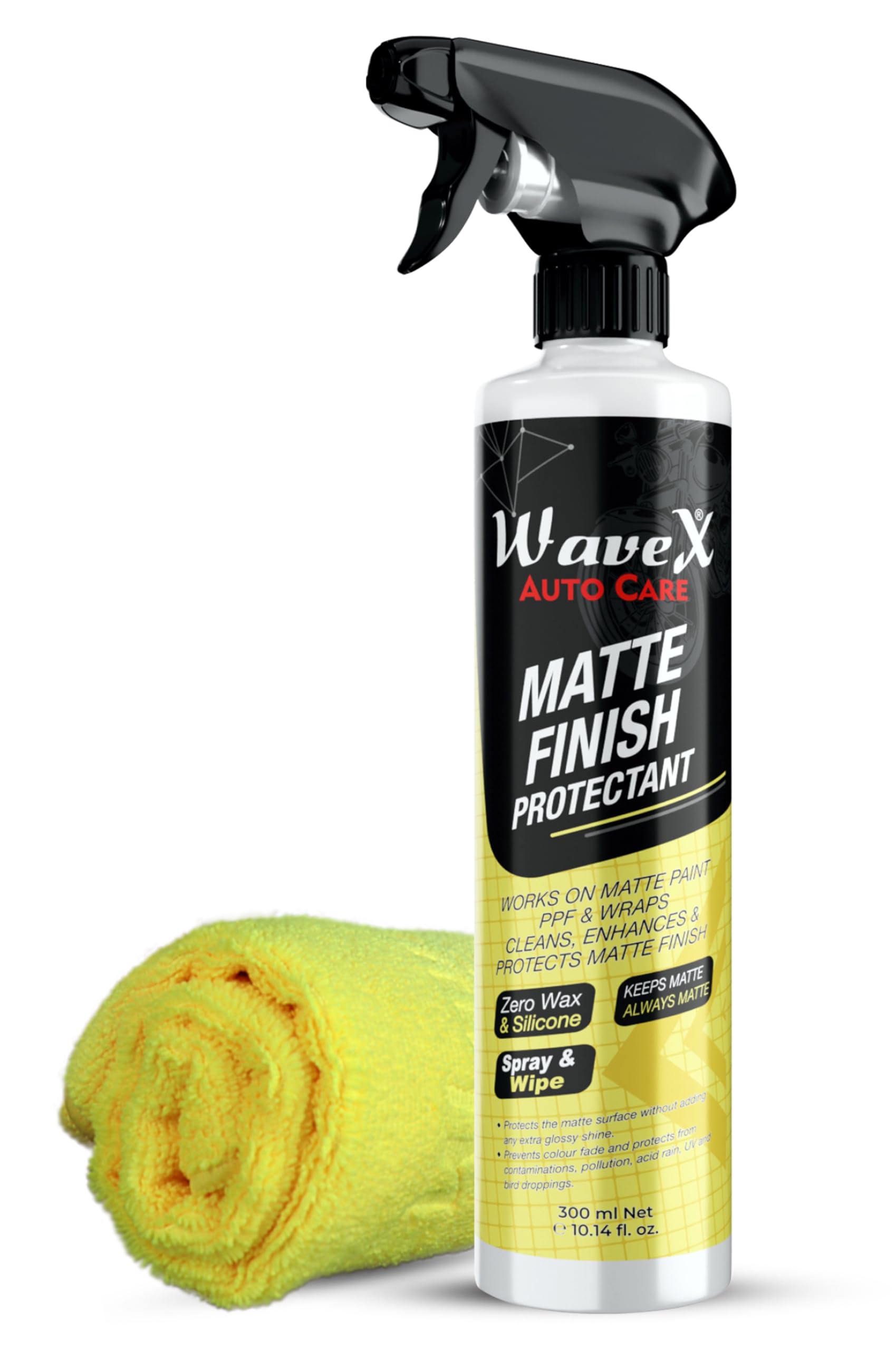 Wavex® Matte Finish Bike Polish Maintainer 350ml + Wavex Microfiber Cloth Towel 350GSM 40X40CM