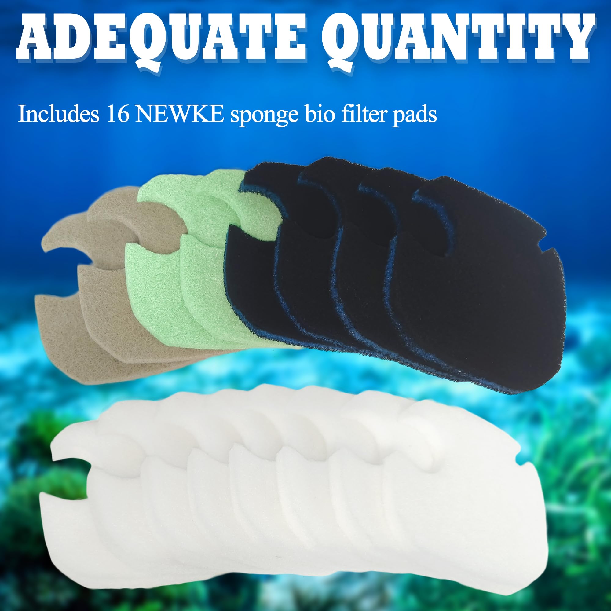 NEWKE Medios de filtro mejorados para PONDFORSE 172/225/265GPH filtro externo de acuario, almohadillas de repuesto para filtro de recipiente AMOSIJOY (4 3 en 1 de carbono, 2 de amoníaco y 2 reductores