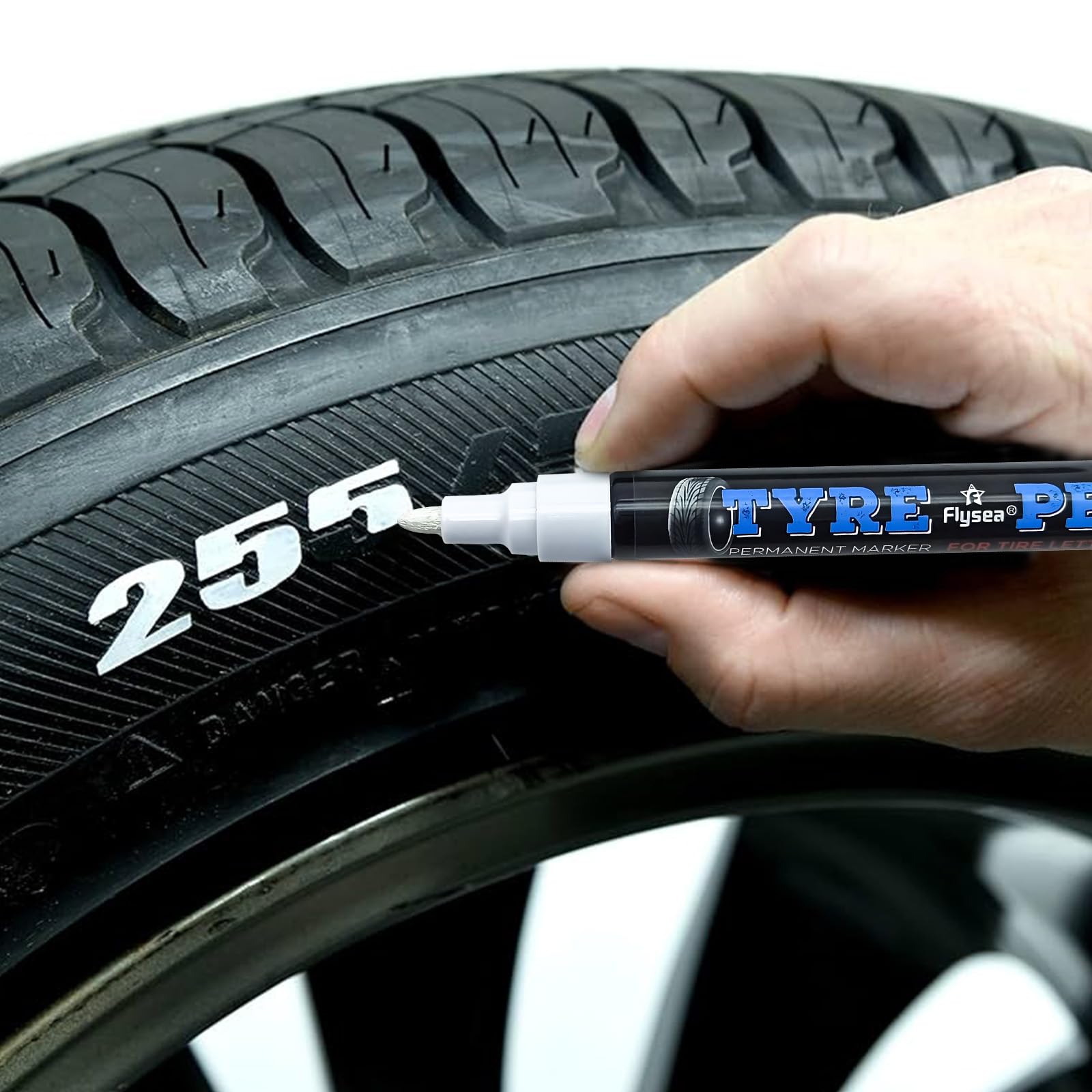 Landrain 6 Stück Lackstift Auto Weiß, Reifenstift Weiß Wasserfest, Auto Reifenmarker Reifen Lackstifte für Auto Motorrad Reifen