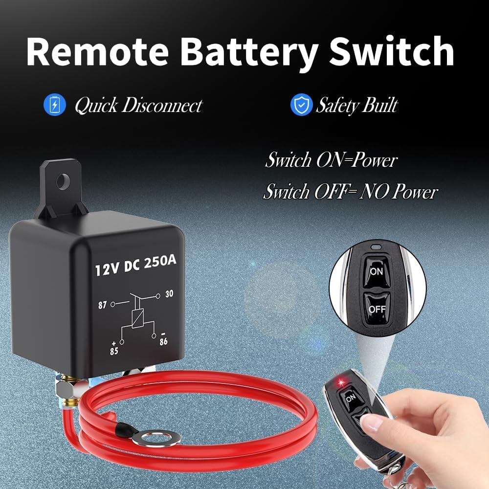 Remote Side Post Battery Disconnect Switch,250A DC 12V